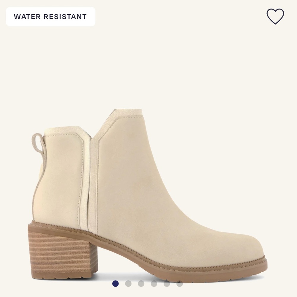TOMS Cream Ankle Booties (Leather Water Resistant)